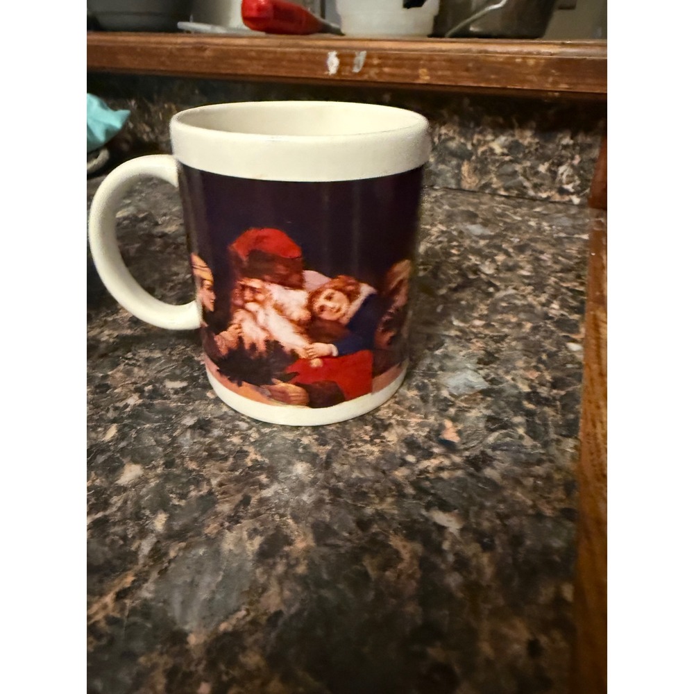 Vintage WBI Renaissance Art Coffee Mug White Ceramic Family Scene Graphic‎ Cup